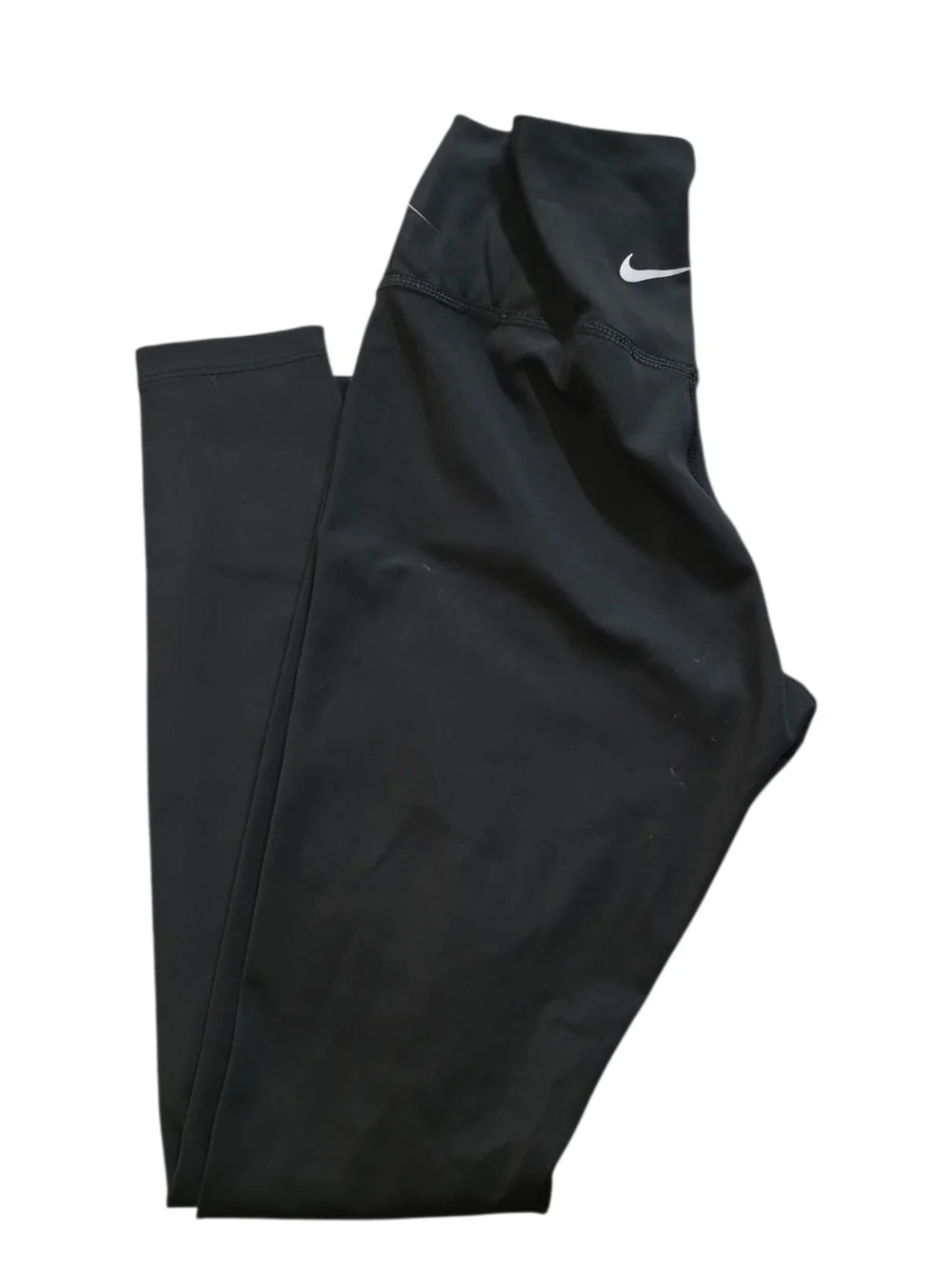 Nike Black Leggings with White Distressed Swoosh - Picture 3 of 4